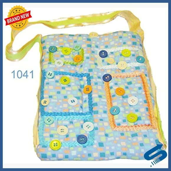 Handmade Square Shoulder Bag with Embroidery, 7x9 Inches, Ribbon Trim - Picture 2 of 2